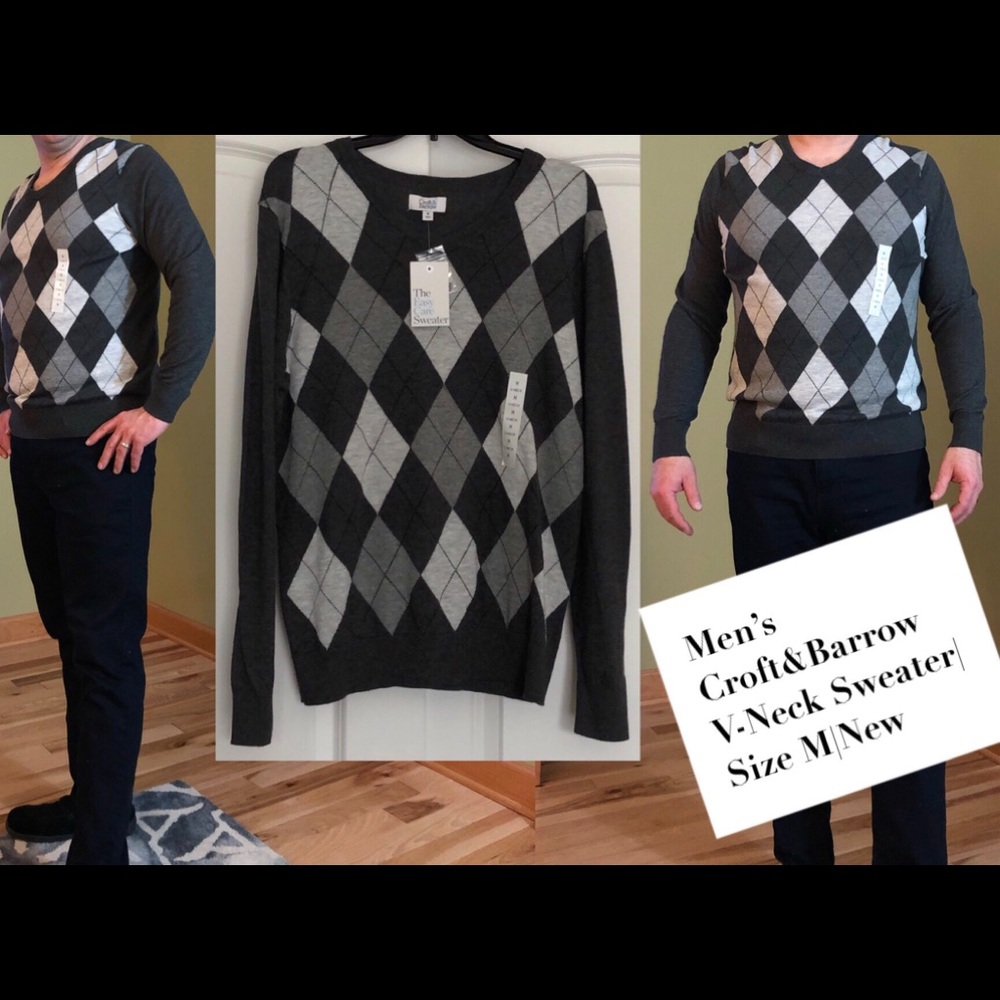 MEN’S CROFT&BARROW V-Neck Sweater|Size M|NEW